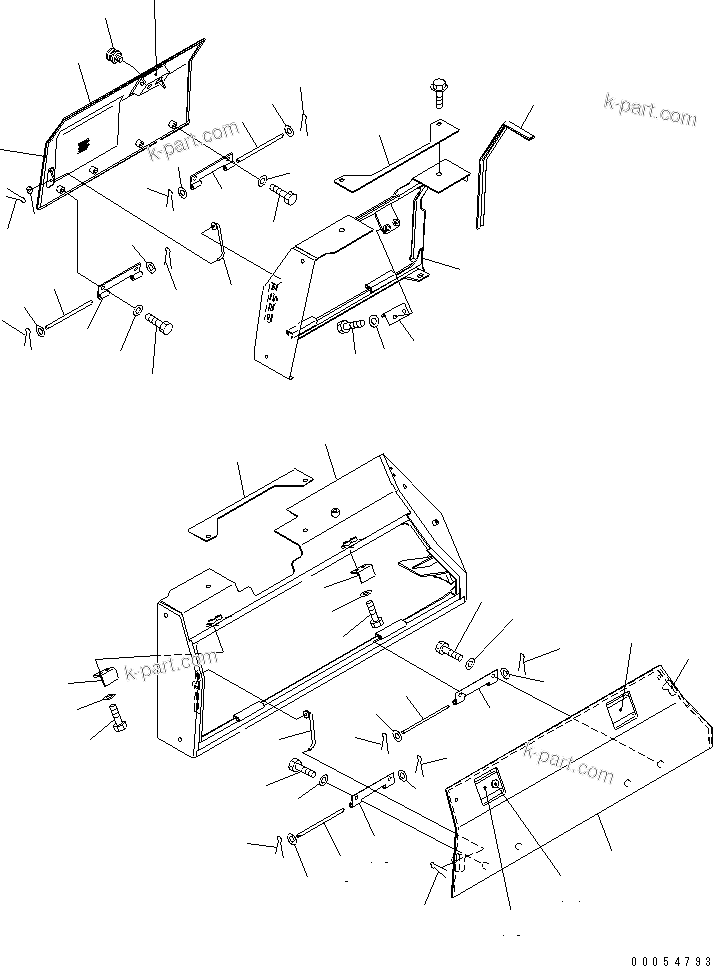 Komatsu parts book diagram for D61EX-12 S/N 1001-UP (Overseas Version): FENDER COVER (BATTERY AND FILER COVER) (FOR PAT ? RIPPER AND AIR CONDITIONER)