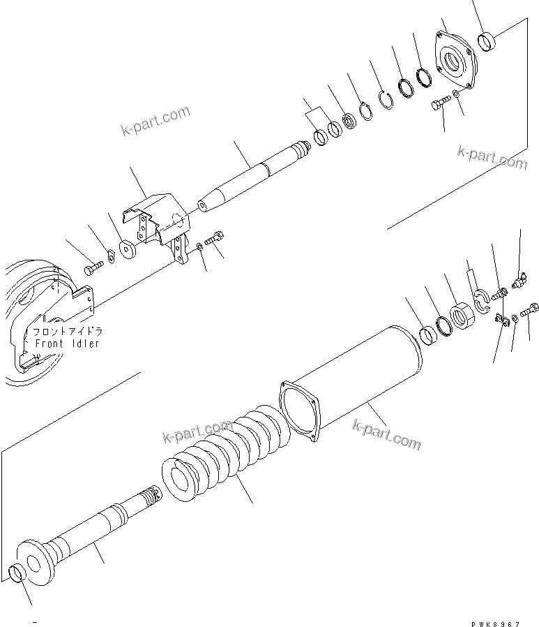 Komatsu parts book diagram for D61EX-12 S/N 1001-UP (Overseas Version): IDLER CUSHION