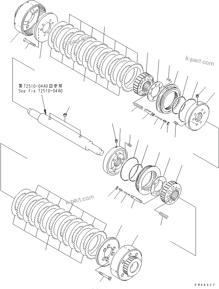 Komatsu parts book diagram for D61EX-12 S/N 1001-UP (Overseas Version): TOWING WINCH (CLUTCH)