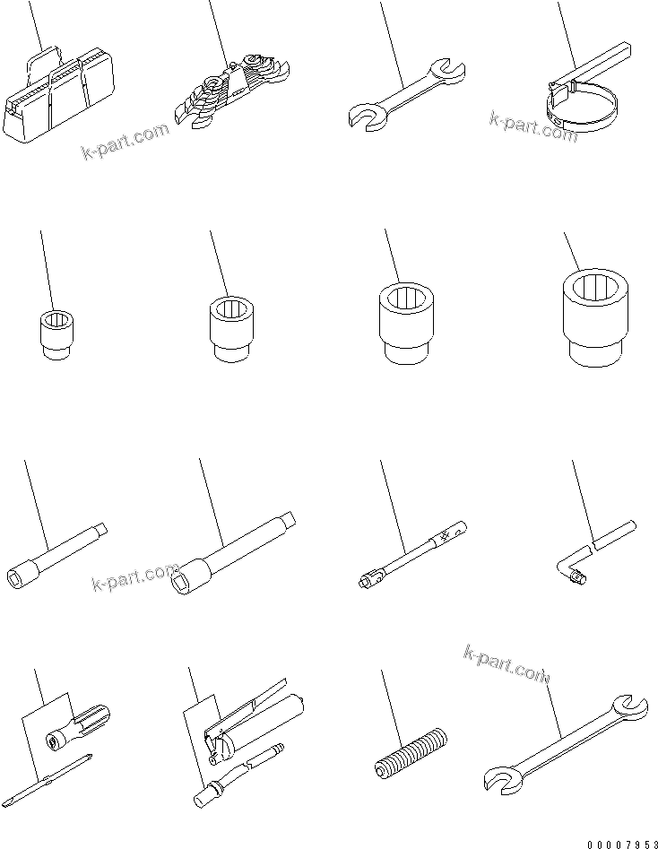 Komatsu parts book diagram for D61EX-12 S/N 1001-UP (Overseas Version): TOOL