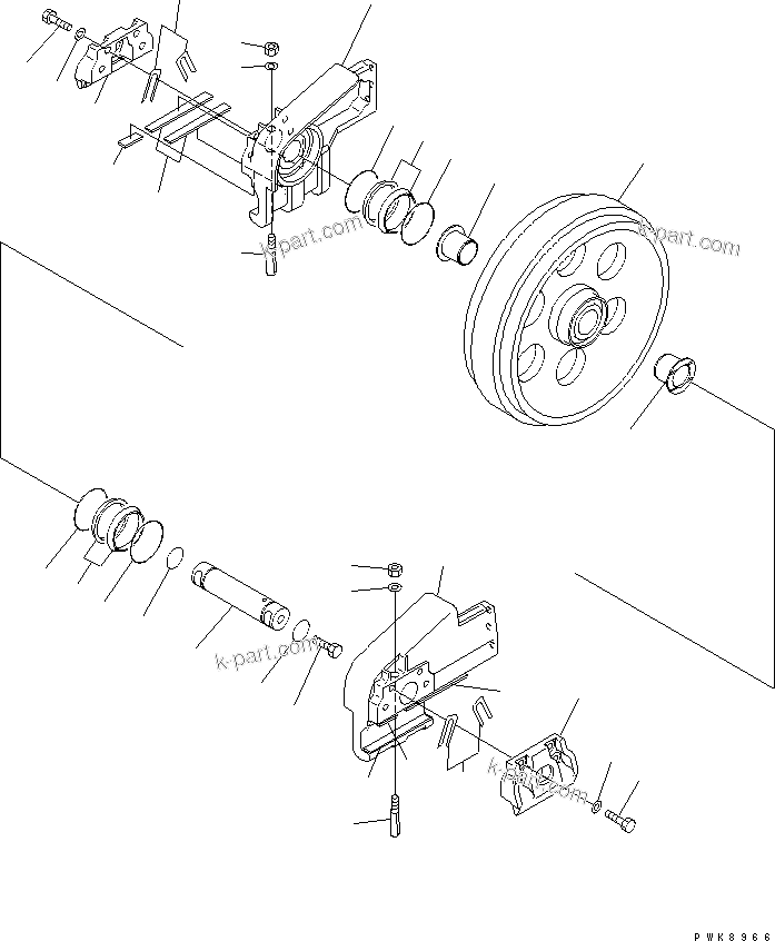 Komatsu parts book diagram for D61PX-12 S/N 1001-UP: FRONT IDLER