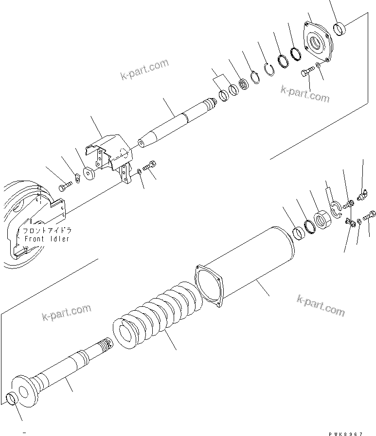 Komatsu parts book diagram for D61PX-12 S/N 1001-UP: IDLER CUSHION