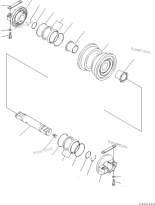 Komatsu parts book diagram for D61PX-12 S/N 1001-UP: TRACK ROLLER (SINGLE)