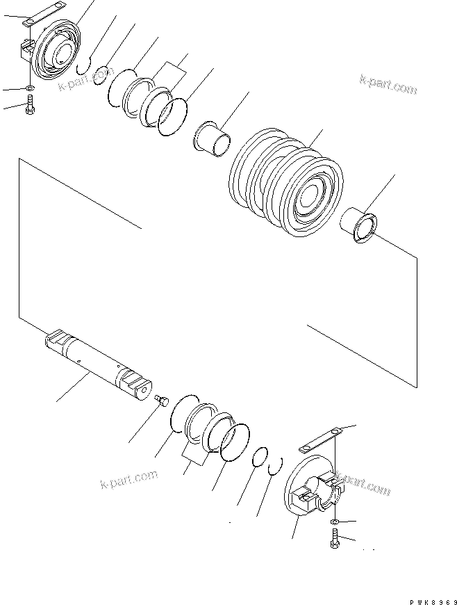 Komatsu parts book diagram for D61PX-12 S/N 1001-UP: TRACK ROLLER (DOUBLE)