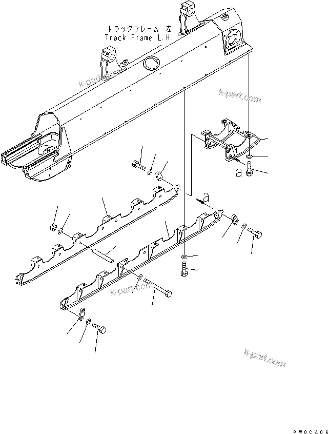 Komatsu parts book diagram for D61PX-12 S/N 1001-UP: TRACK ROLLER GUARD (FULL GUARD)