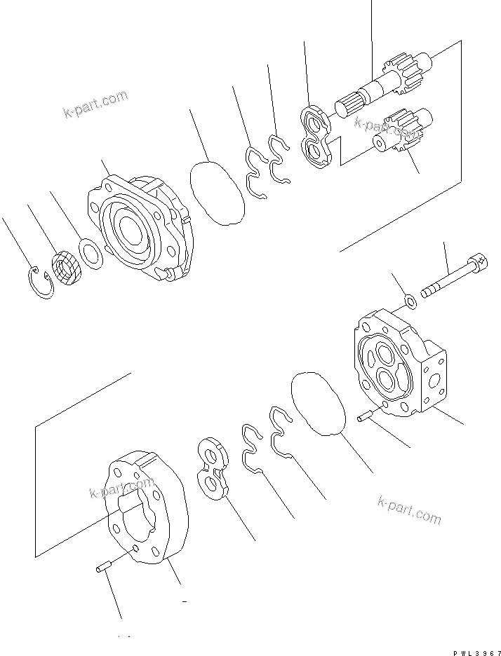 Komatsu parts book diagram for D63E-12 S/N 2001-UP (For C.I.S. -40cent. Spec.): HYDRAULIC PUMP