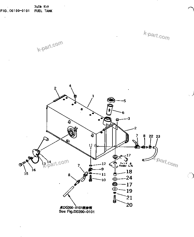 Komatsu parts book diagram for D65EX-12 S/N 60001-60941: FUEL TANK
