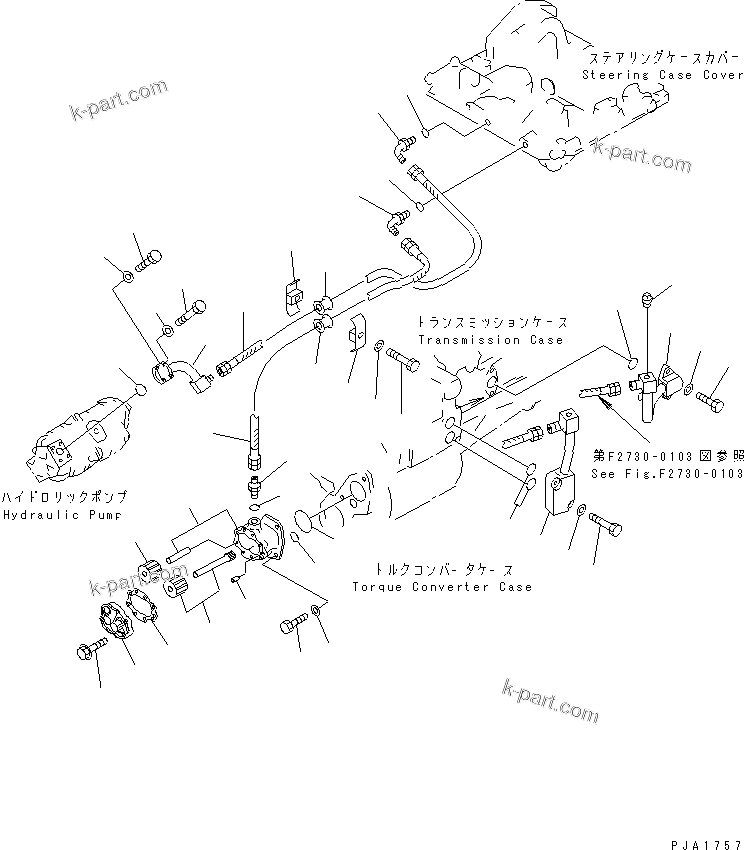 Komatsu parts book diagram for D65EX-12 S/N 60001-60941: POWER LINE APPLICATION PIPING (LUBRICATION)