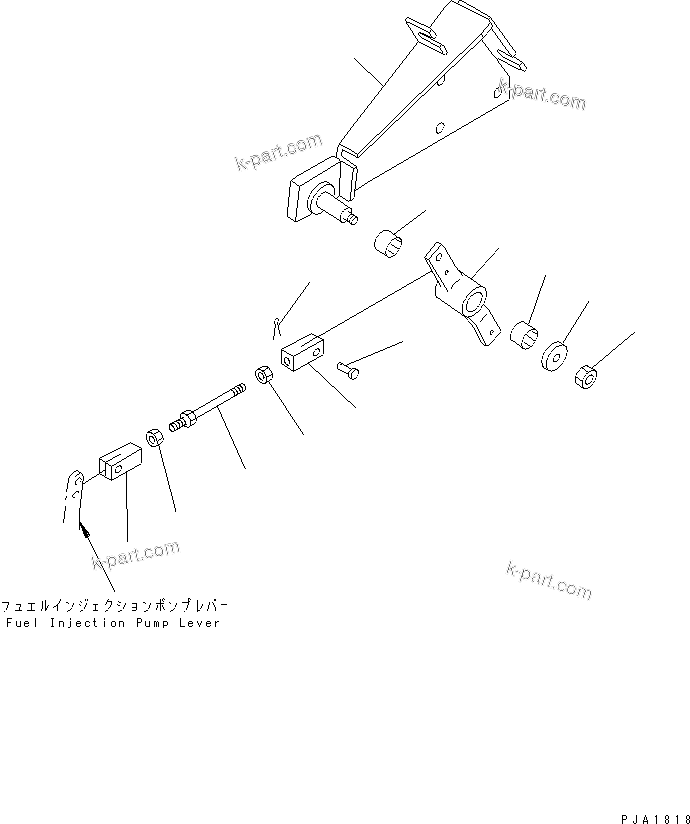 Komatsu parts book diagram for D65EX-12 S/N 60001-60941: TRAVEL CONTROL (FUEL BRACKET)