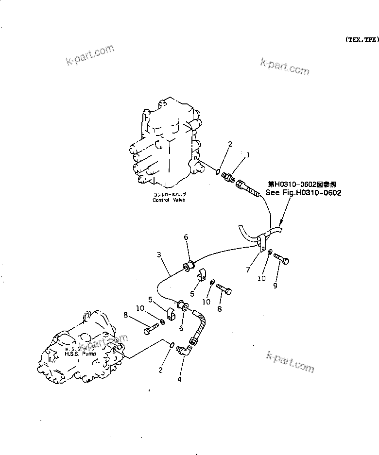 Komatsu parts book diagram for D65EX-12 S/N 60001-60941: HYDRAULIC PUMP LINE (LOAD SENSING)