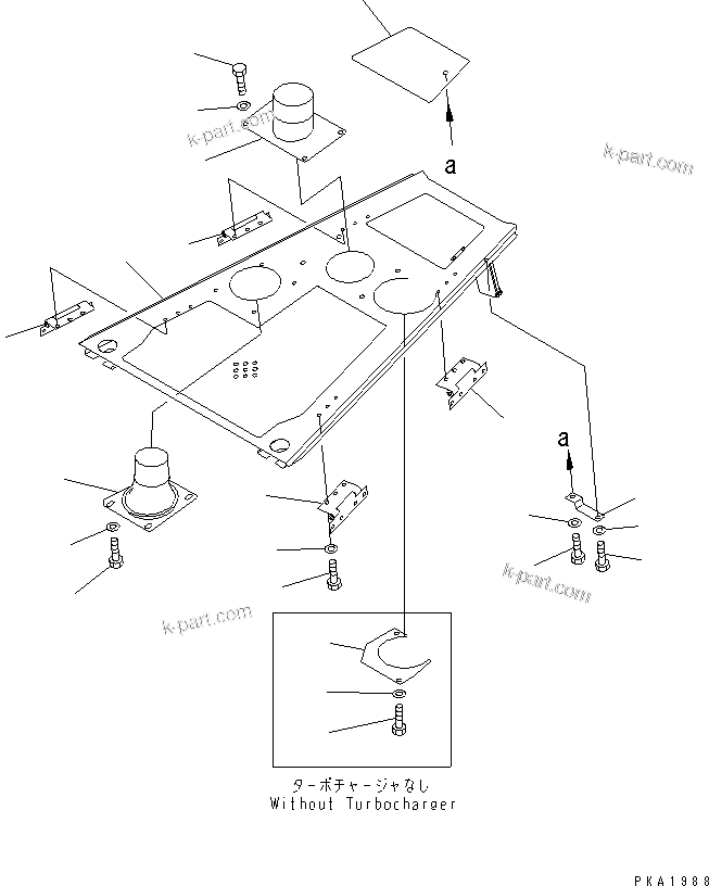 Komatsu parts book diagram for D65EX-12 S/N 60001-60941: ENGING HOOD (WITH PRE CLEANER) (WITHOUT CAB)