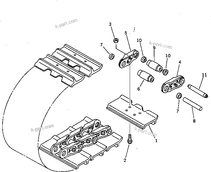 Komatsu parts book diagram for D65EX-12 S/N 60001-60941: TRACK SHOE (MASTER PIN TYPE) (SINGLE GROUSER)