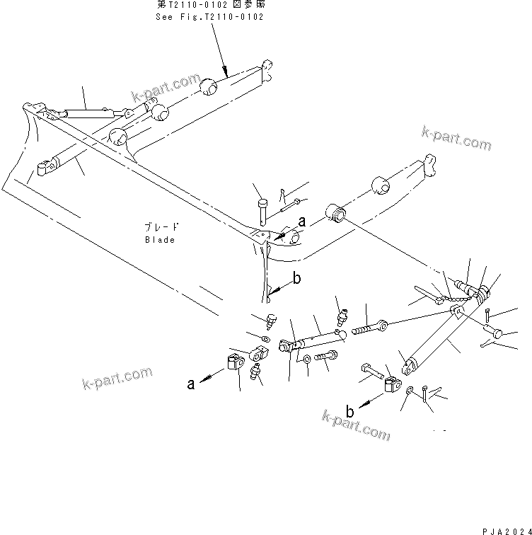 Komatsu parts book diagram for D65EX-12 S/N 60001-60941: ARM AND BRACE (ANGLE DOZER)