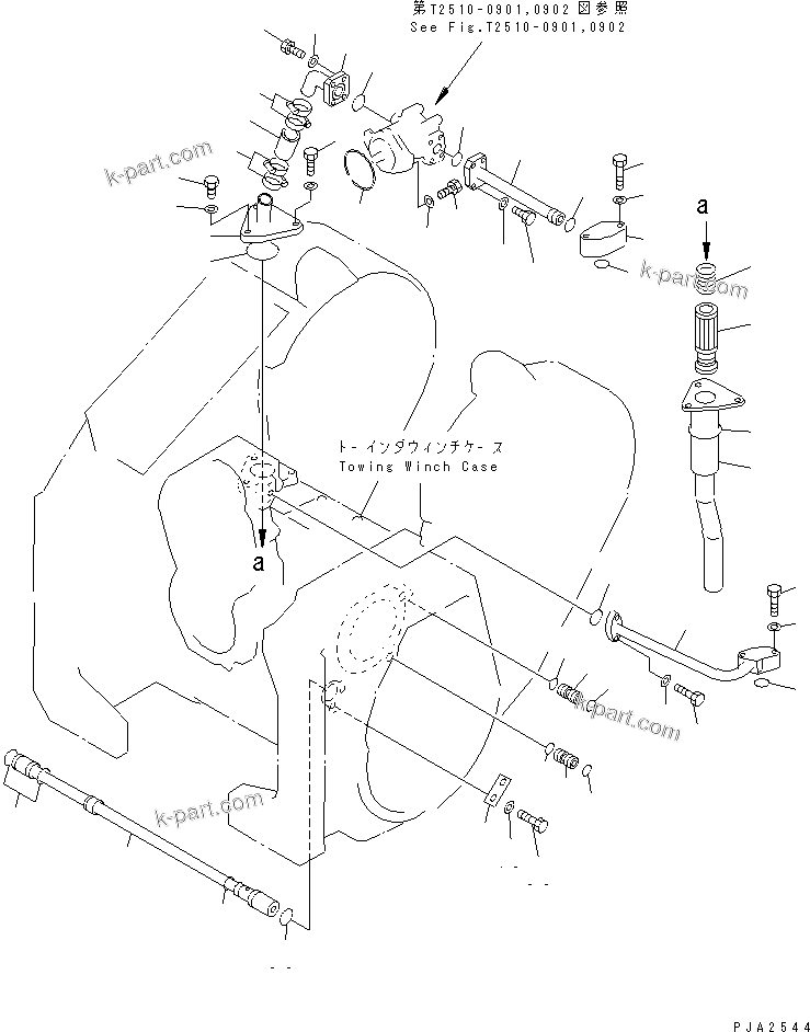 Komatsu parts book diagram for D65EX-12 S/N 60001-60941: TOWING WINCH (PIPING)