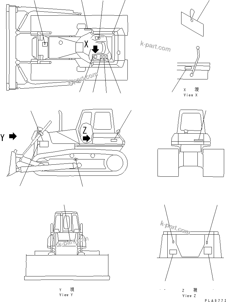 Komatsu parts book diagram for D65PX-12 S/N 60884-UP (S6D125E-2 (Emission) Eng. Installed): MARKS AND PLATES (ITALIAN) (REGULATION OF EC INCLUSION) (D65PX)(#60884-62773)