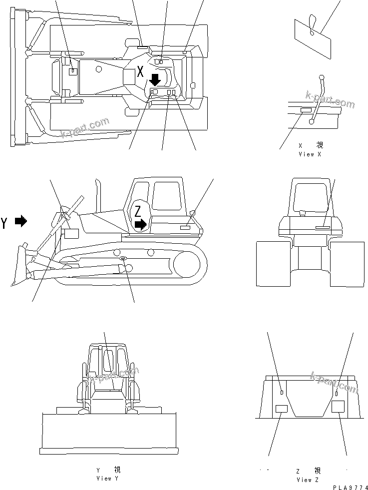 Komatsu parts book diagram for D65PX-12 S/N 60884-UP (S6D125E-2 (Emission) Eng. Installed): MARKS AND PLATES (PORTUGUESE) (REGULATION OF EC INCLUSION)(D65PX)(#61197-62773)