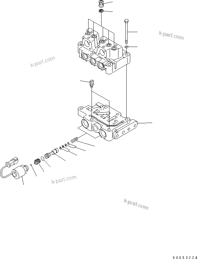 Komatsu parts book diagram for D85PX-15E0 S/N 1201-11608 (ecot3): TRANSMISSION VALVE (LOWER VALVE AND MOUNTING)(#1201-)