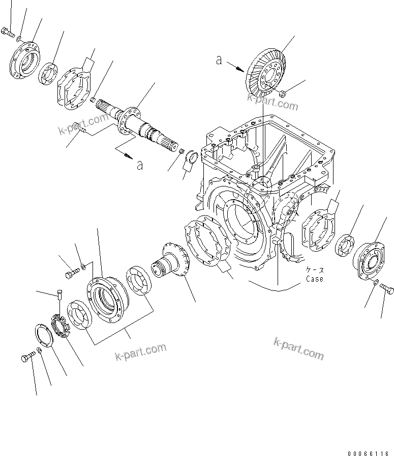 Komatsu parts book diagram for D85PX-15E0 S/N 1201-11608 (ecot3): H.S.S (BEVEL GEAR AND SHAFT)(#1201-)