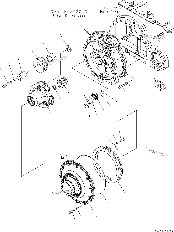 Komatsu parts book diagram for D85PX-15E0 S/N 1201-11608 (ecot3): FINAL DRIVE (CARRIER AND COVER) (R.H.)(#1201-)