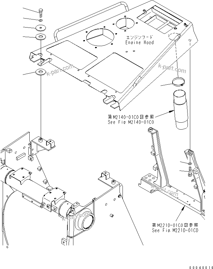 Komatsu parts book diagram for D85PX-15E0 S/N 1201-11608 (ecot3): ENGINE HOOD RELATED PARTS(#1201-)
