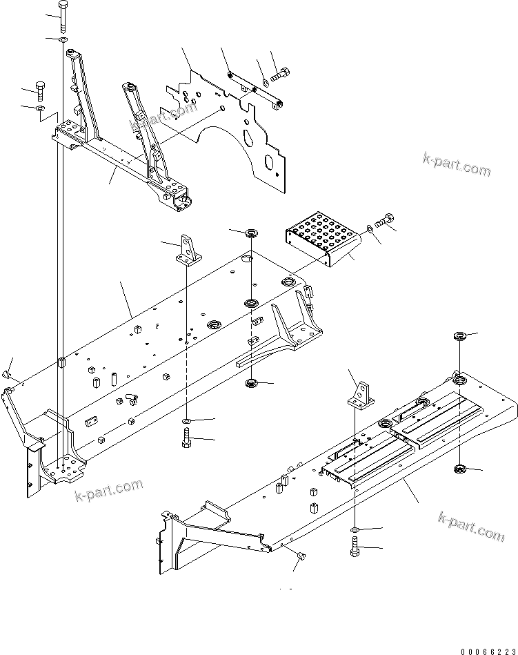 Komatsu parts book diagram for D85PX-15E0 S/N 1201-11608 (ecot3): FENDER AND HOOD MOUNT (FOR WITHOUT CAB)(#1201-)