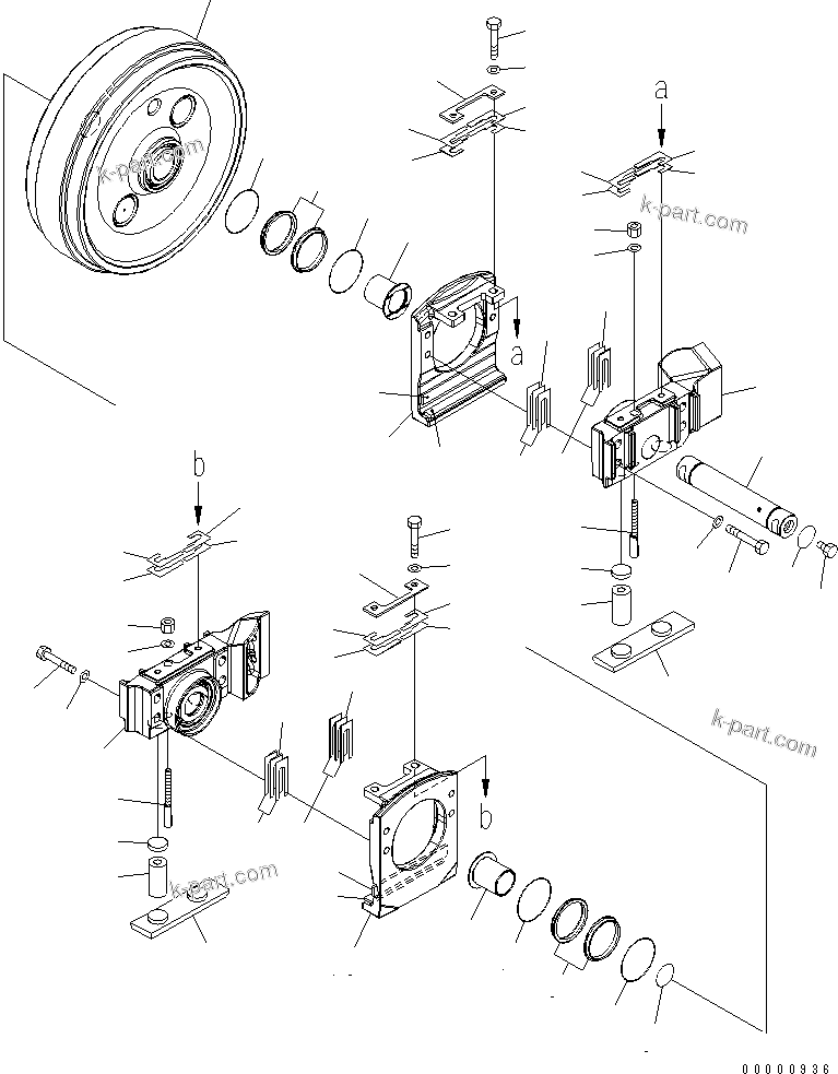 Komatsu parts book diagram for D85PX-15E0 S/N 1201-11608 (ecot3): FRONT IDLER (L.H.) (COLD WEATHER (A) SPEC.)(#1201-)