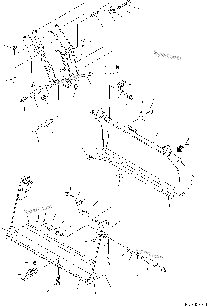 Komatsu parts book diagram for DBM031-2D S/N 41001-UP (D31S/Q-20): MULTI PURPOSE BUCKET