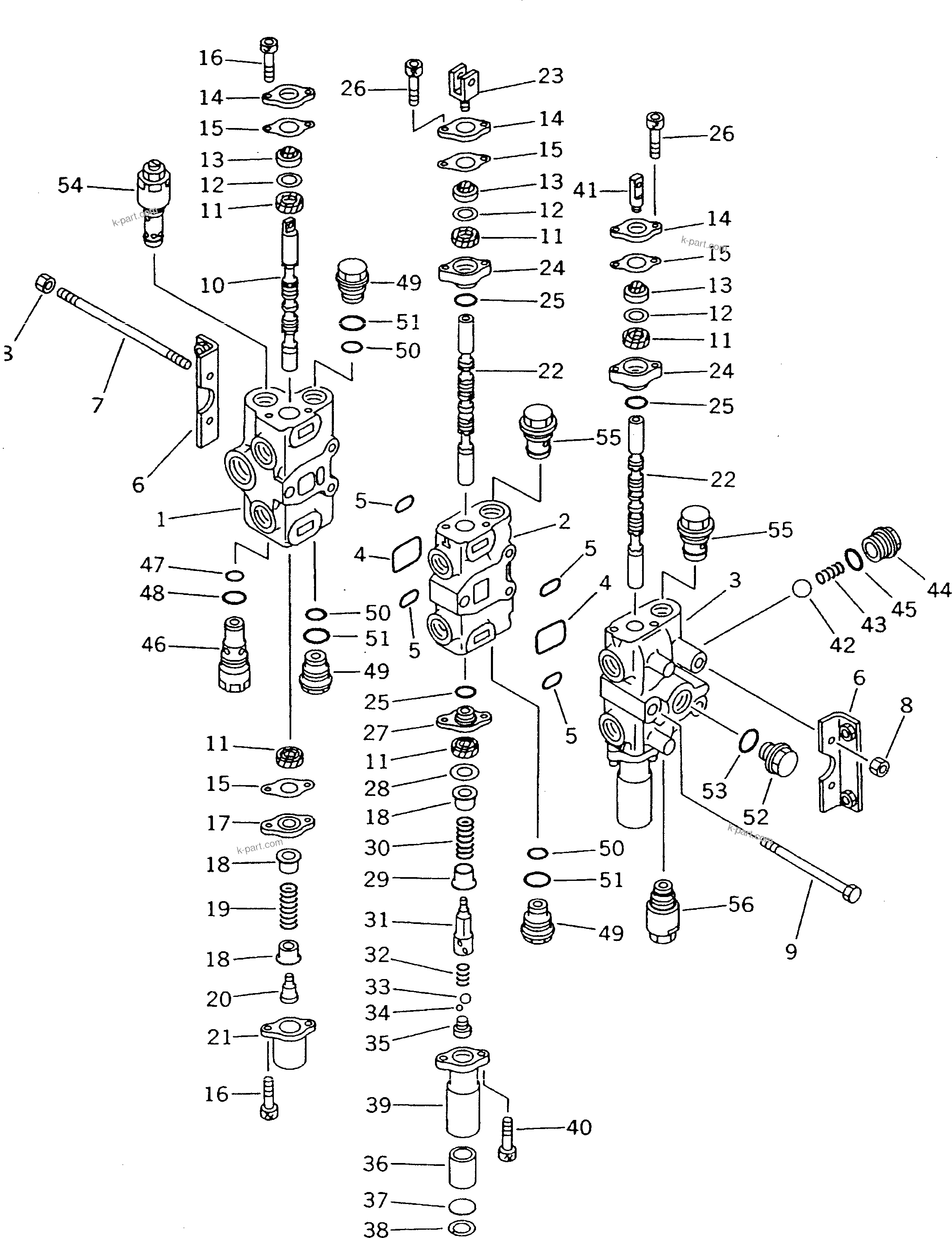 Komatsu parts book diagram for DNH020-6L-CL S/N 60001-UP (D20PLL-6): WORK EQUIPMENT VALVE (1/2) (FOR 3-POINT HITCH)