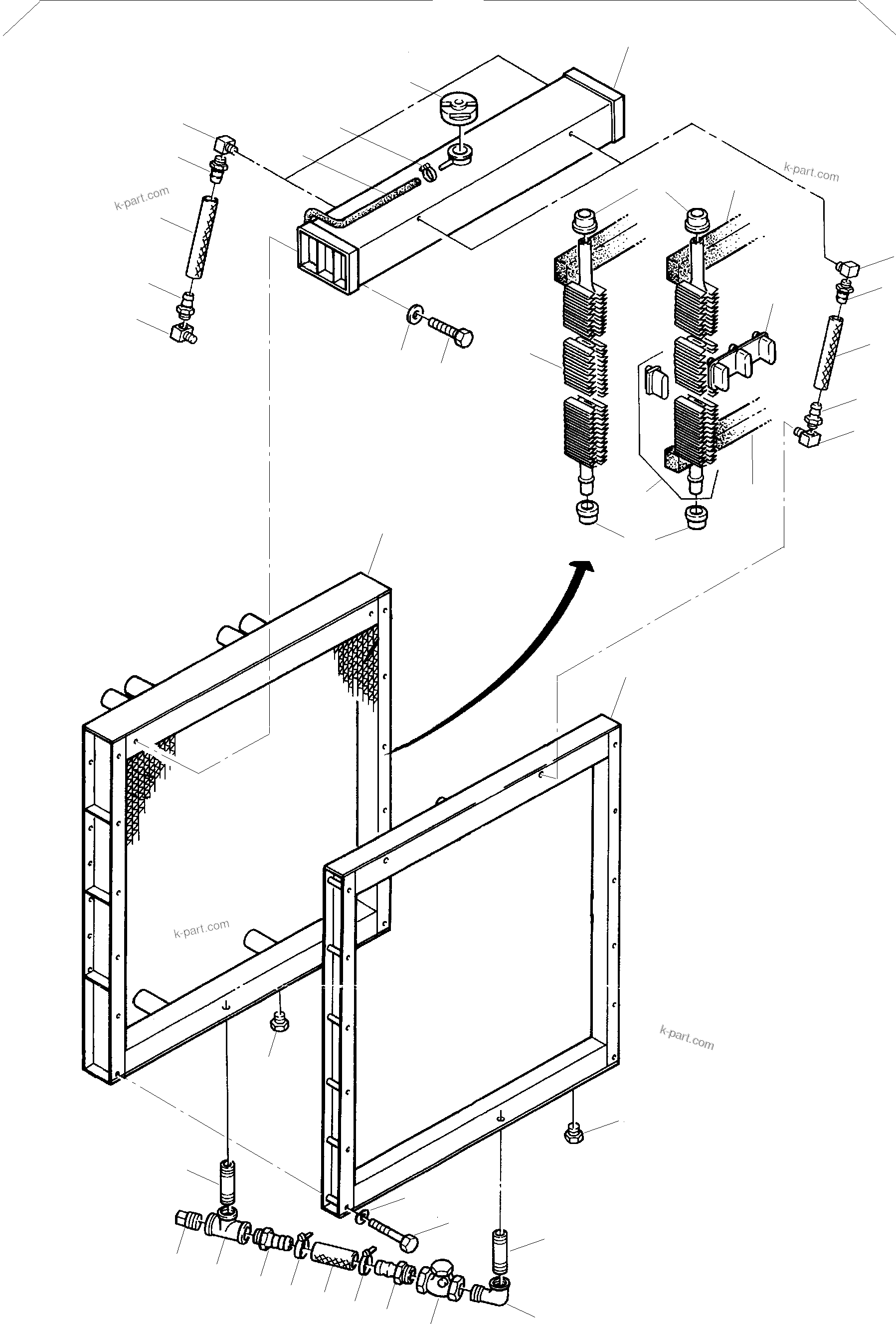Komatsu parts book diagram for PC3000-1 S/N 06184: RADIATOR