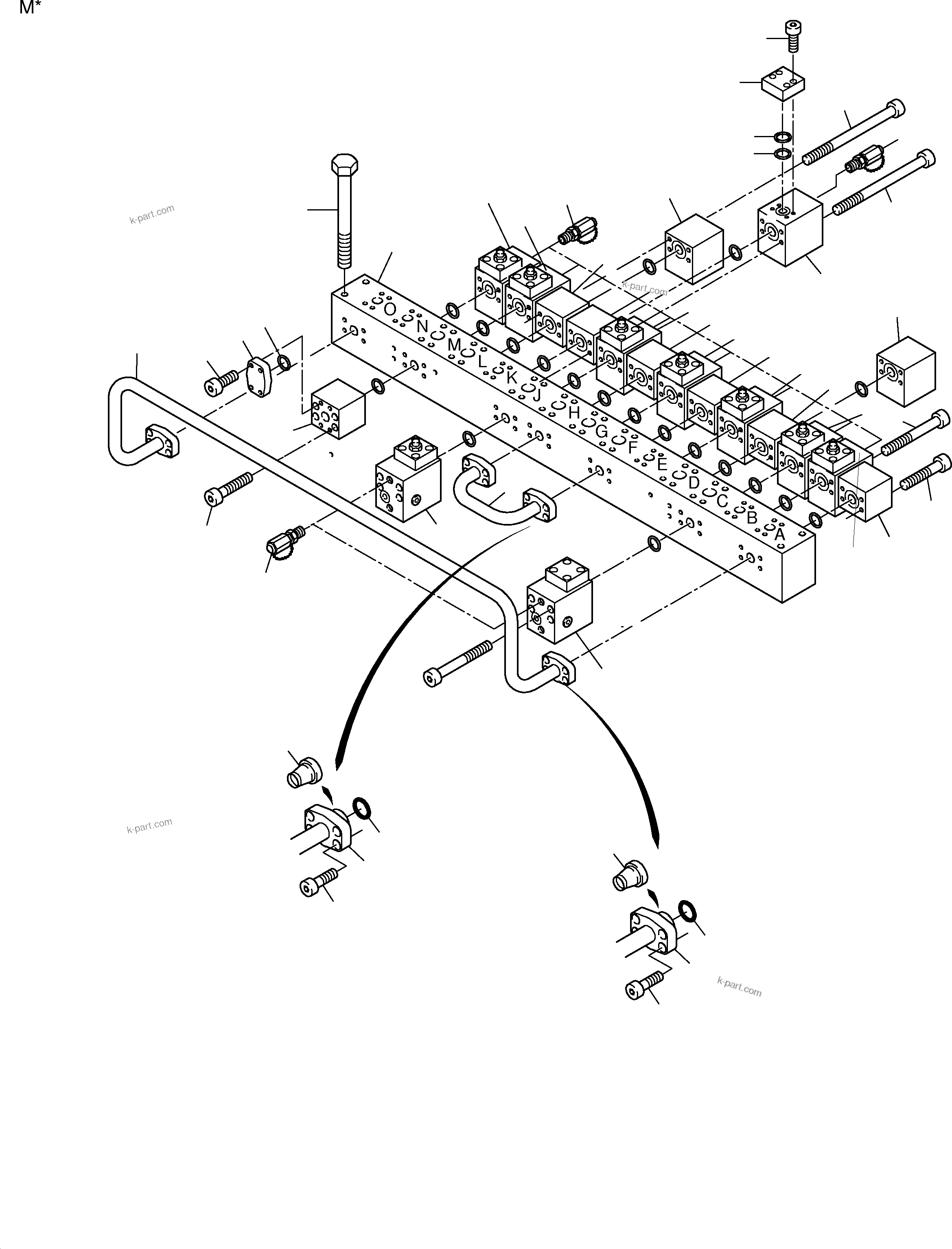 Komatsu parts book diagram for PC3000-1 S/N 06184: MANIFOLD