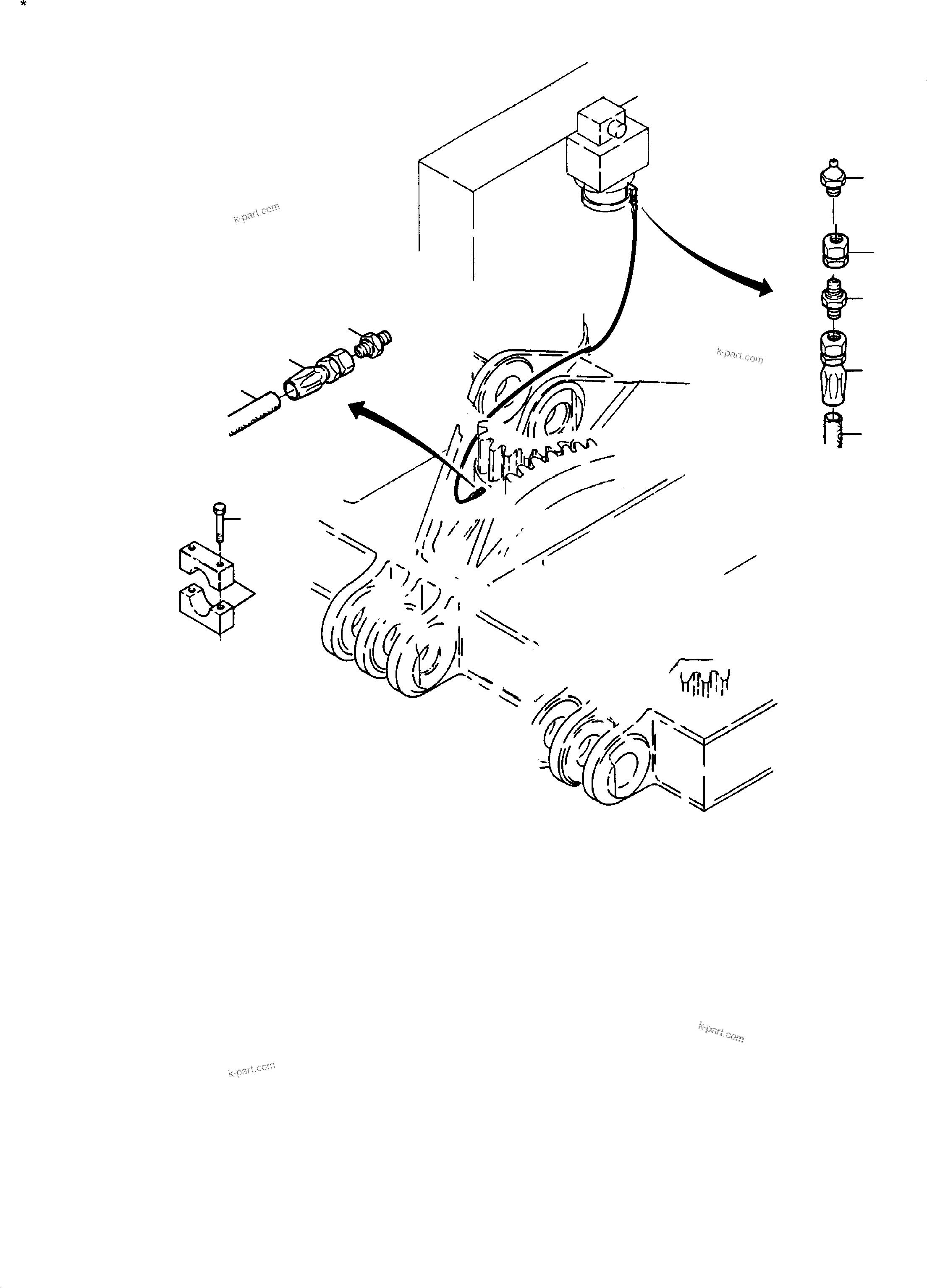 Komatsu parts book diagram for PC3000-1 S/N 06184: HAND OPERATED LUBRICATION SLEW GEAR