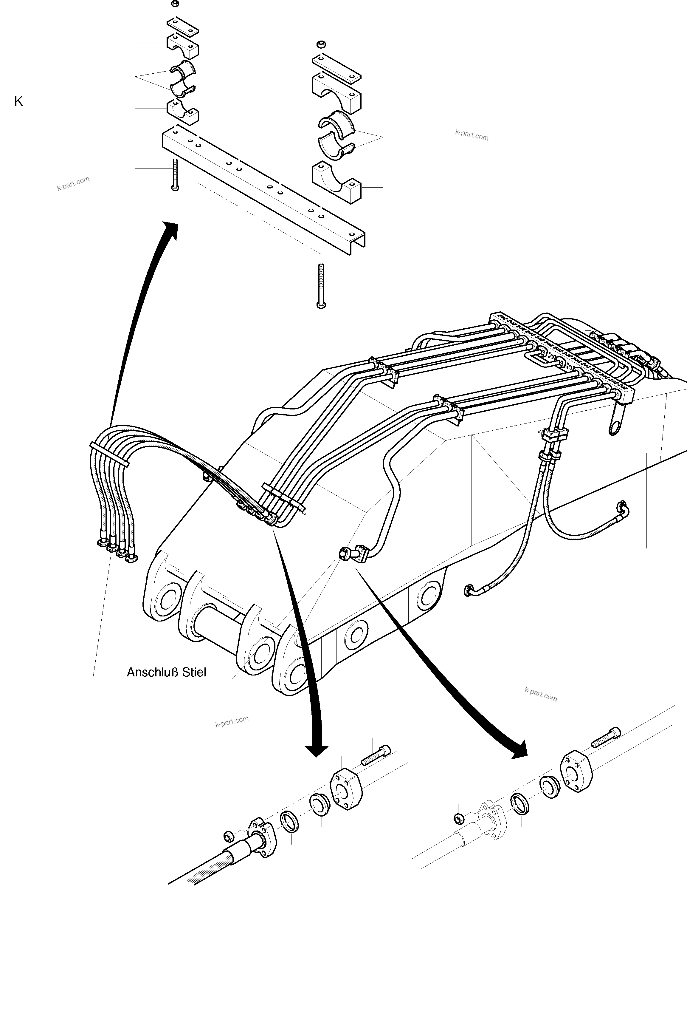 Komatsu parts book diagram for PC3000-1 S/N 06184: BULLCLAM BUCKET BOOM 6M