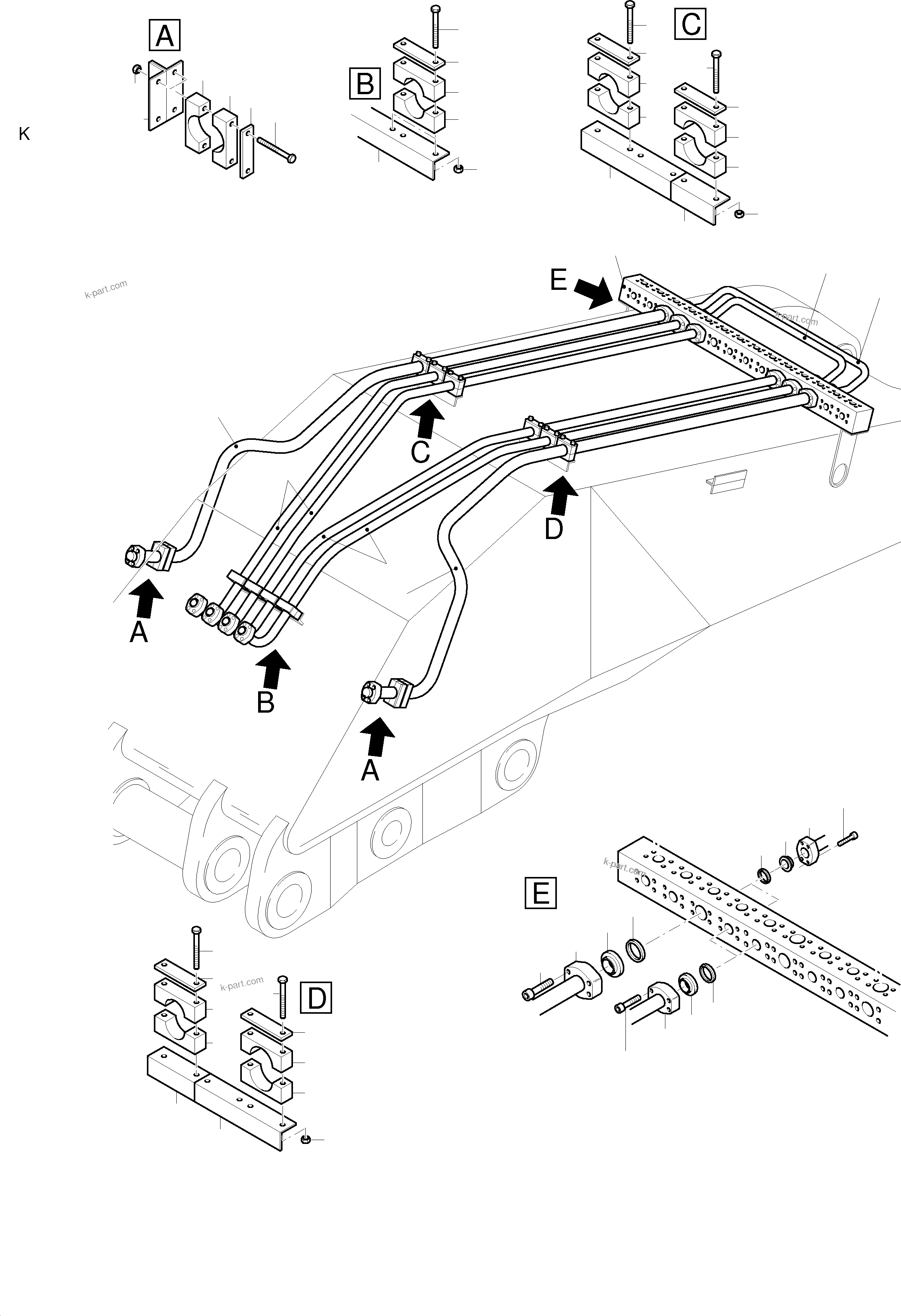 Komatsu parts book diagram for PC3000-1 S/N 06184: BULLCLAM BUCKET BOOM 6M