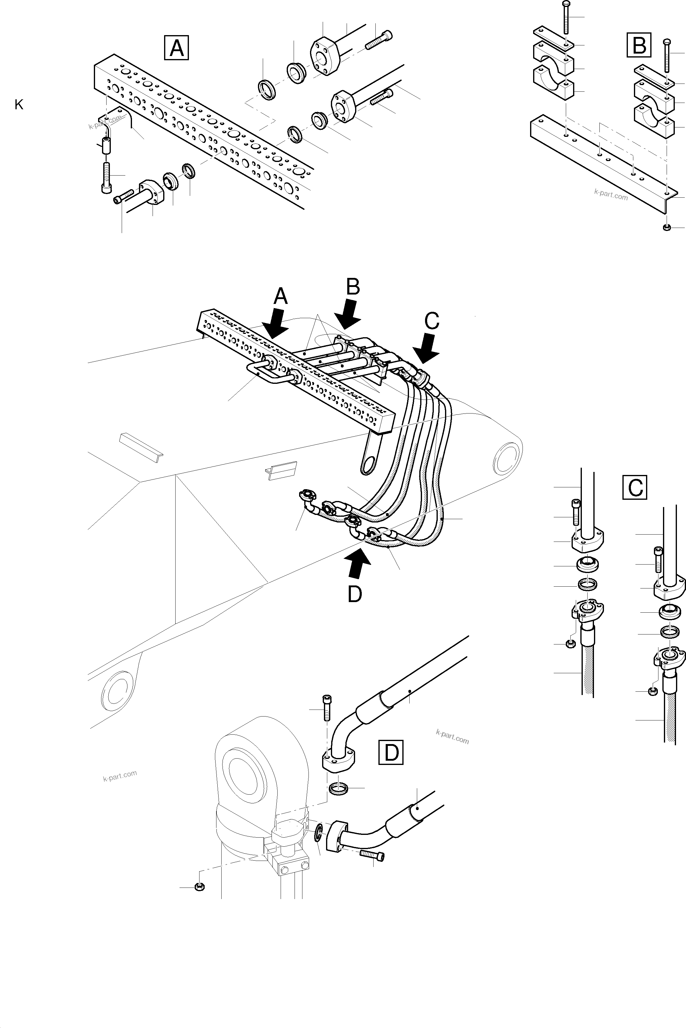 Komatsu parts book diagram for PC3000-1 S/N 06184: BULLCLAM BUCKET BOOM 6M