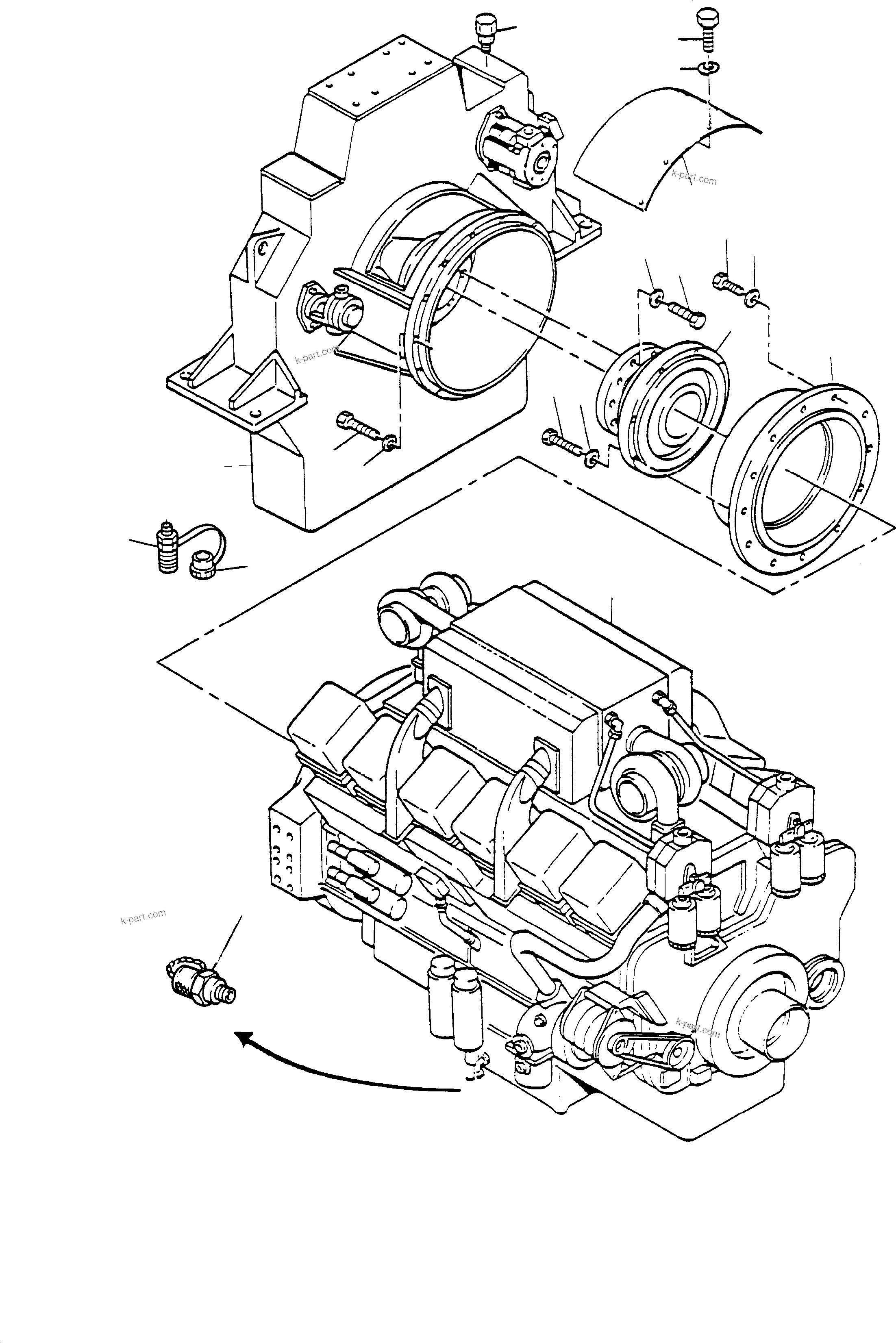 Komatsu parts book diagram for PC3000-1 S/N 06184: DRIVE ASSEMBLY