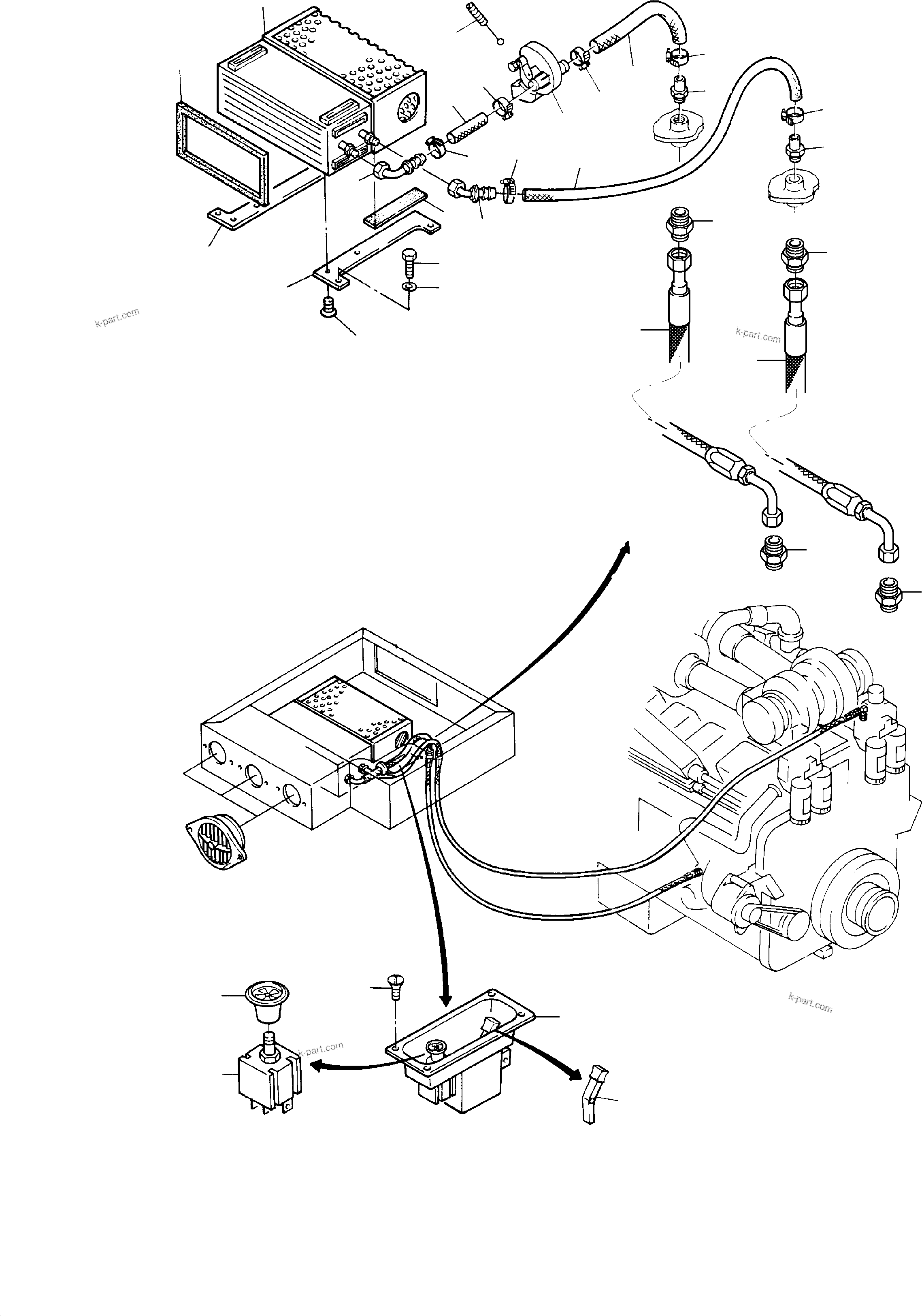Komatsu parts book diagram for PC3000-1 S/N 06184: CAB HEATER ARR.