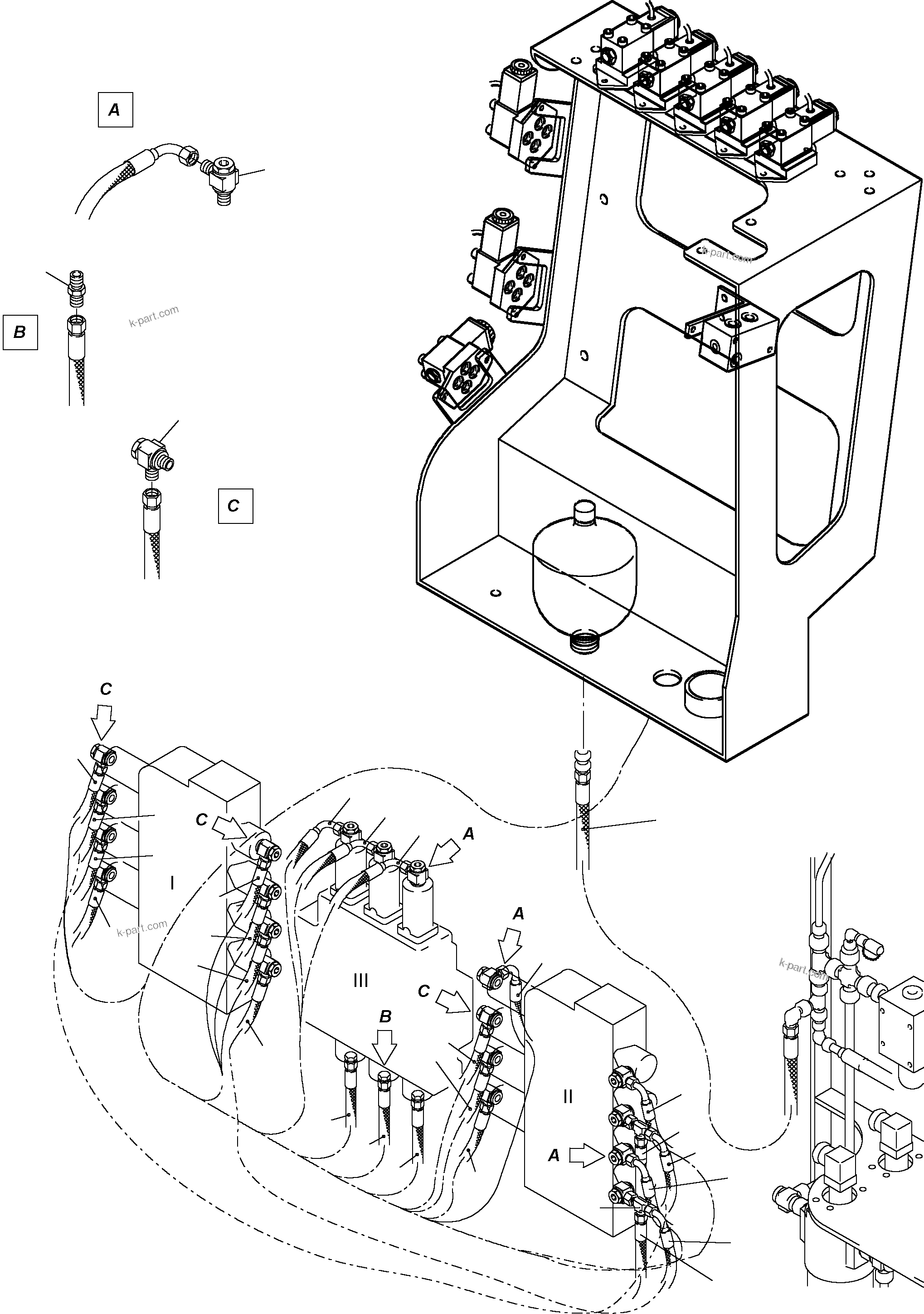 Komatsu parts book diagram for PC3000-1 S/N 06184: CONTROL LINES - CONTROL BLOCKS, CONTROL- AND FILTER PLATE