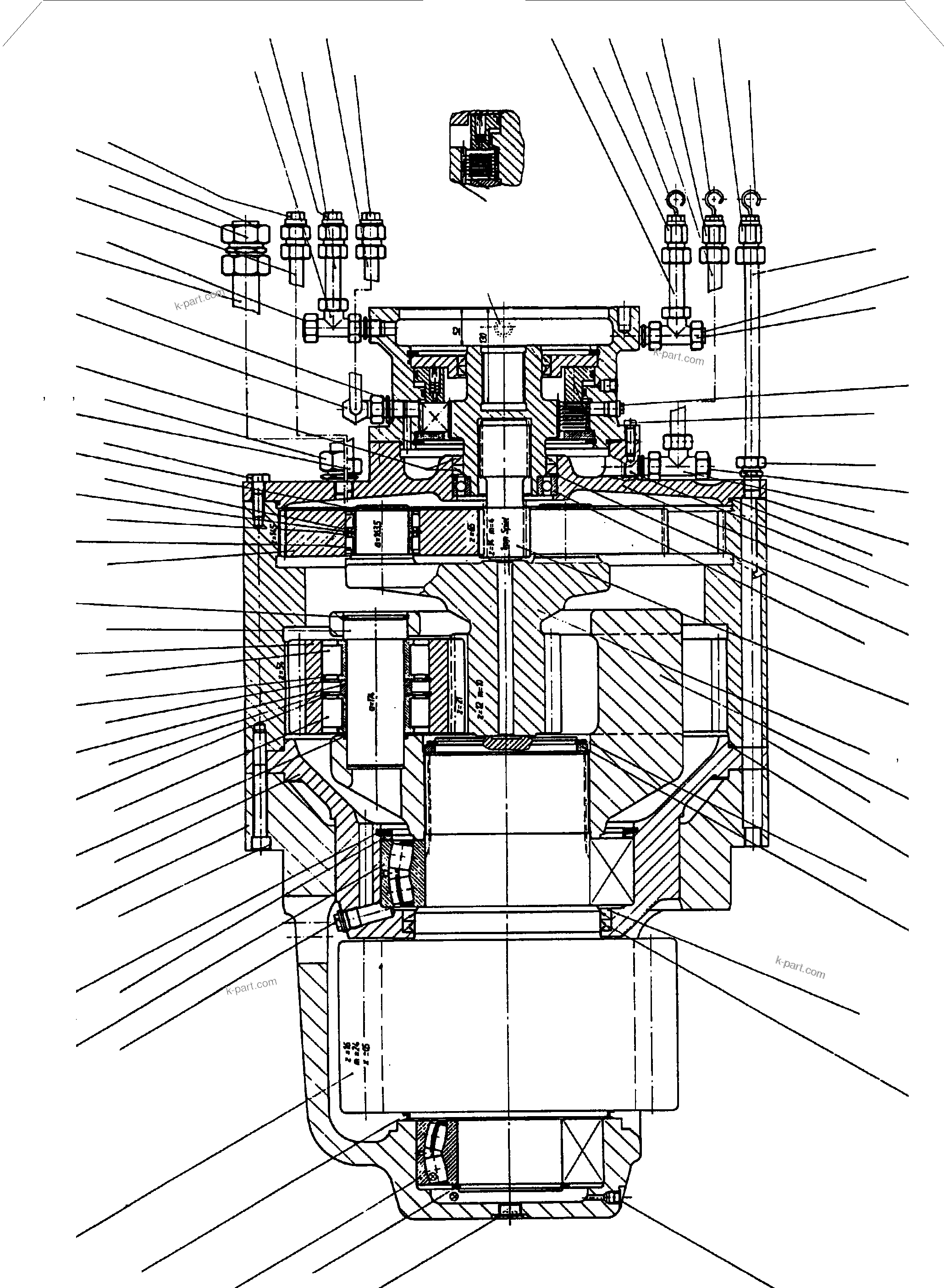Komatsu parts book diagram for PC3000-1 S/N 06184: SLEW GEARBOX