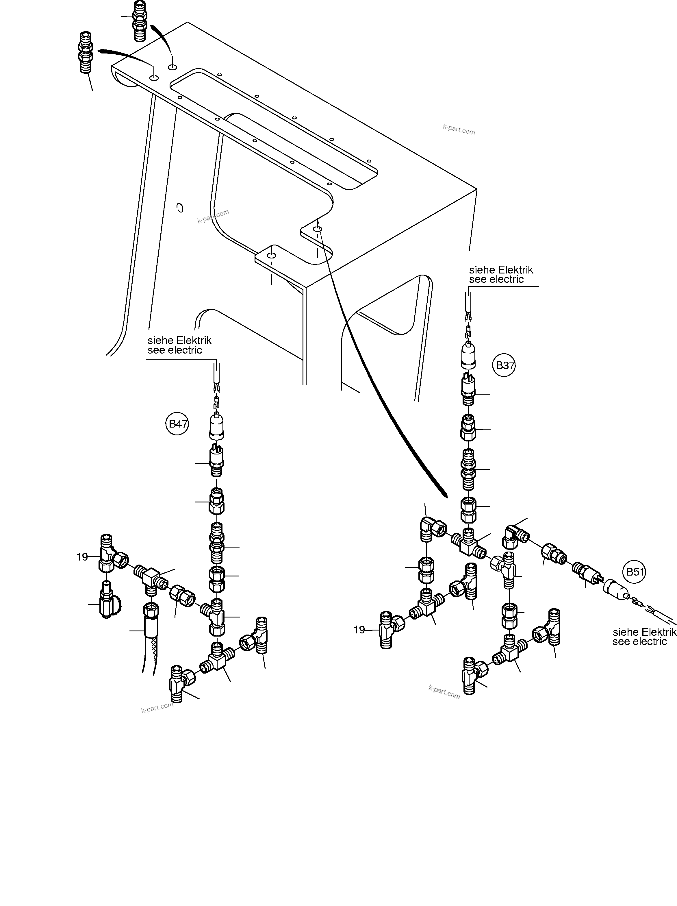 Komatsu parts book diagram for PC3000-1 S/N 06184: PIPES - PILOT CONTROLPLATE