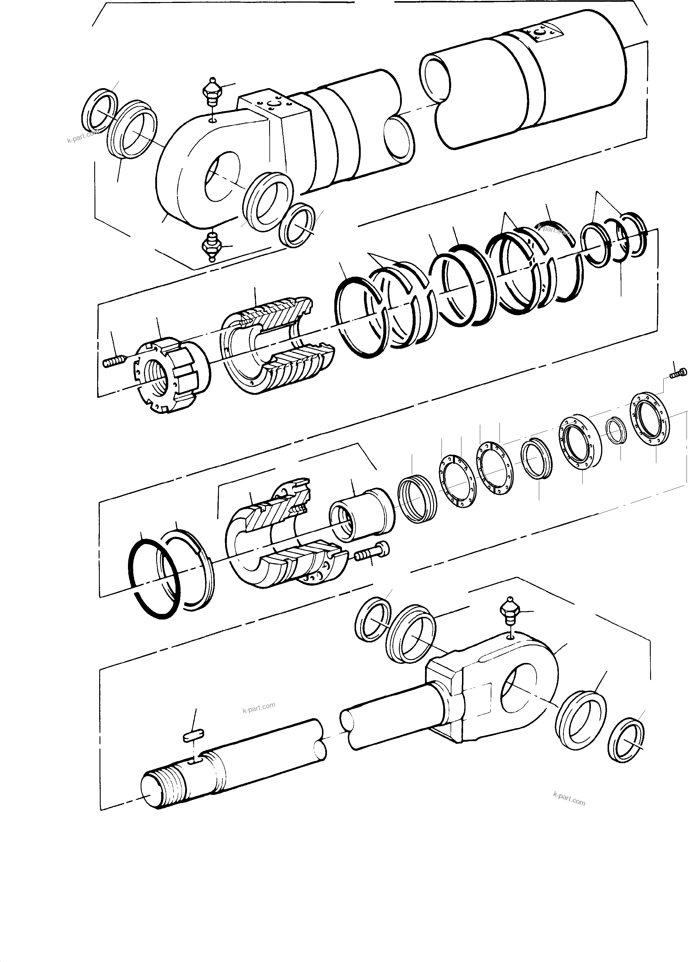 Komatsu parts book diagram for PC3000-1 S/N 06184: HYDR.-CYLINDER