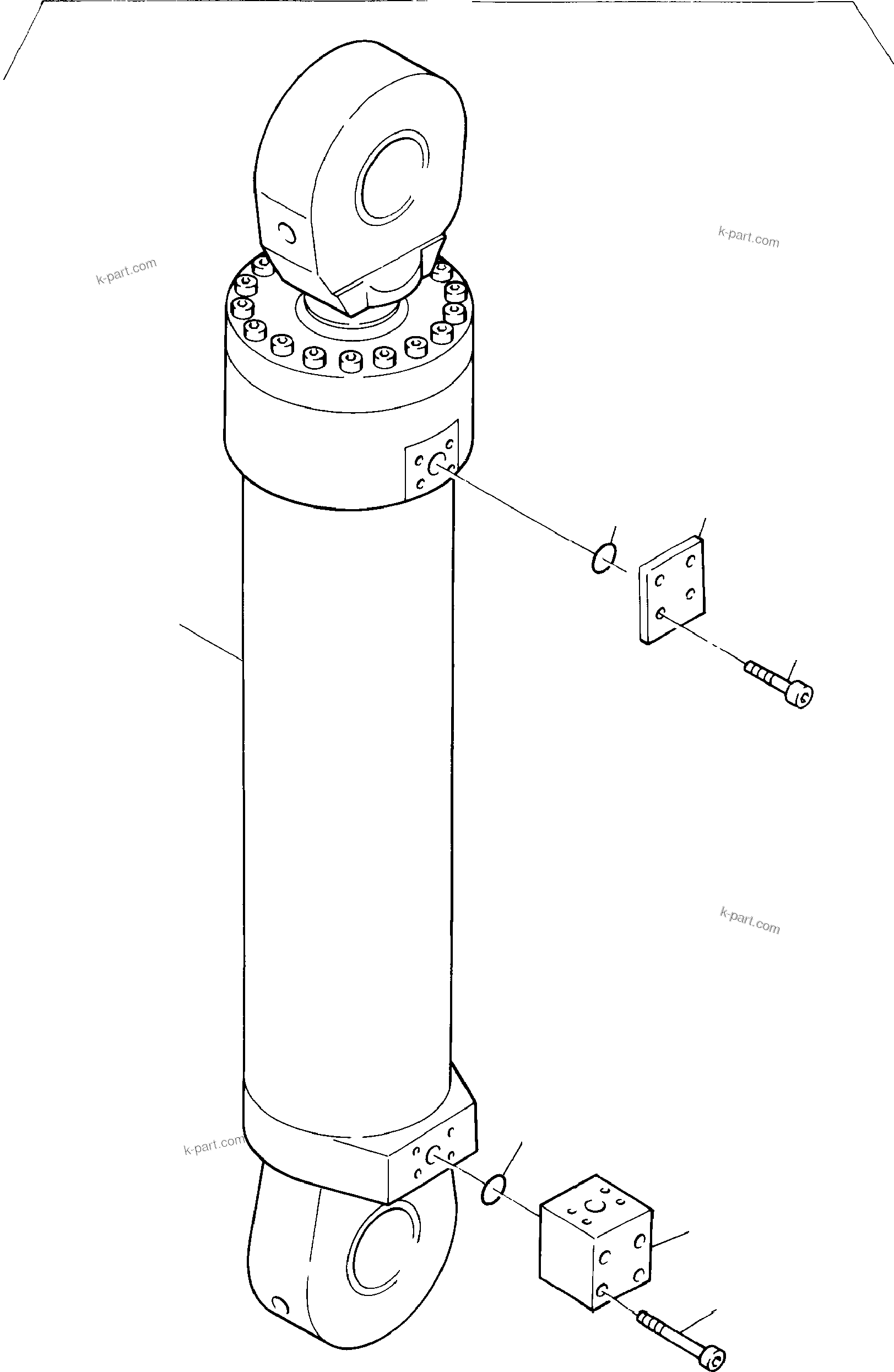 Komatsu parts book diagram for PC3000-1 S/N 06184: CLAM CYLINDER, R.H. +L.H.