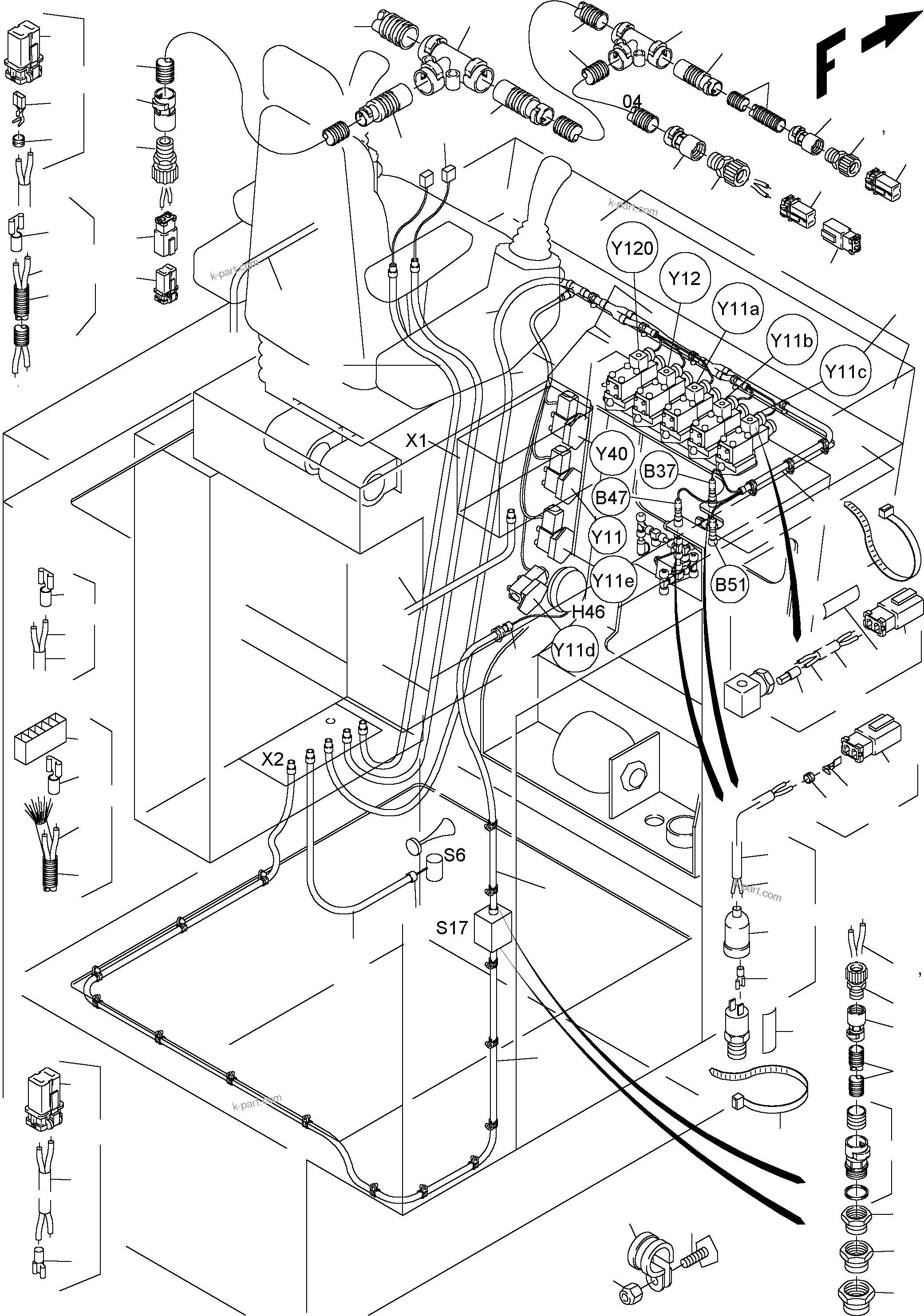 Komatsu parts book diagram for PC3000-1 S/N 06184: ELECTRIC - CAB SUPPORT
