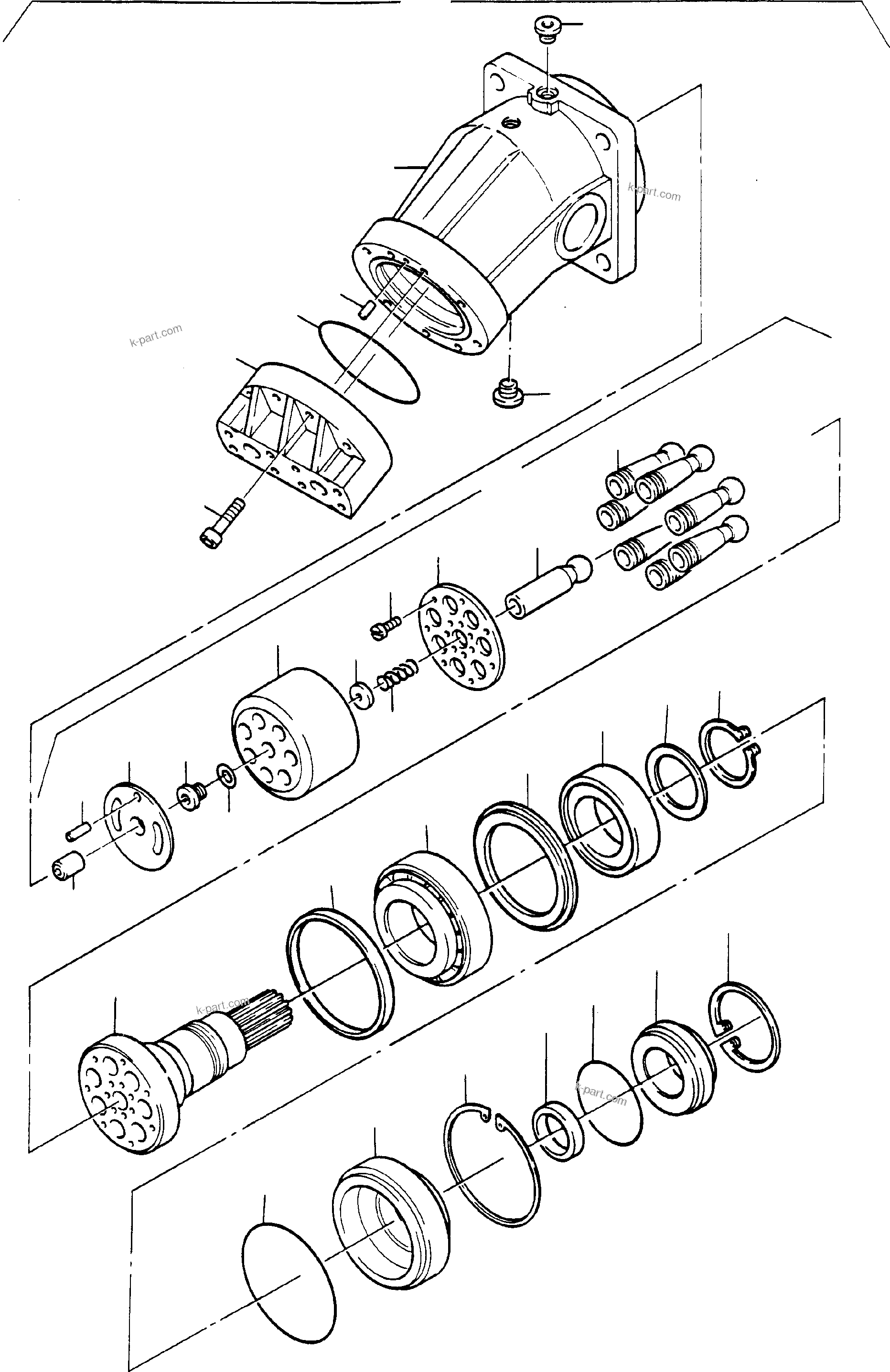 Komatsu parts book diagram for PC3000-1 S/N 06190: HYDR. MOTOR
