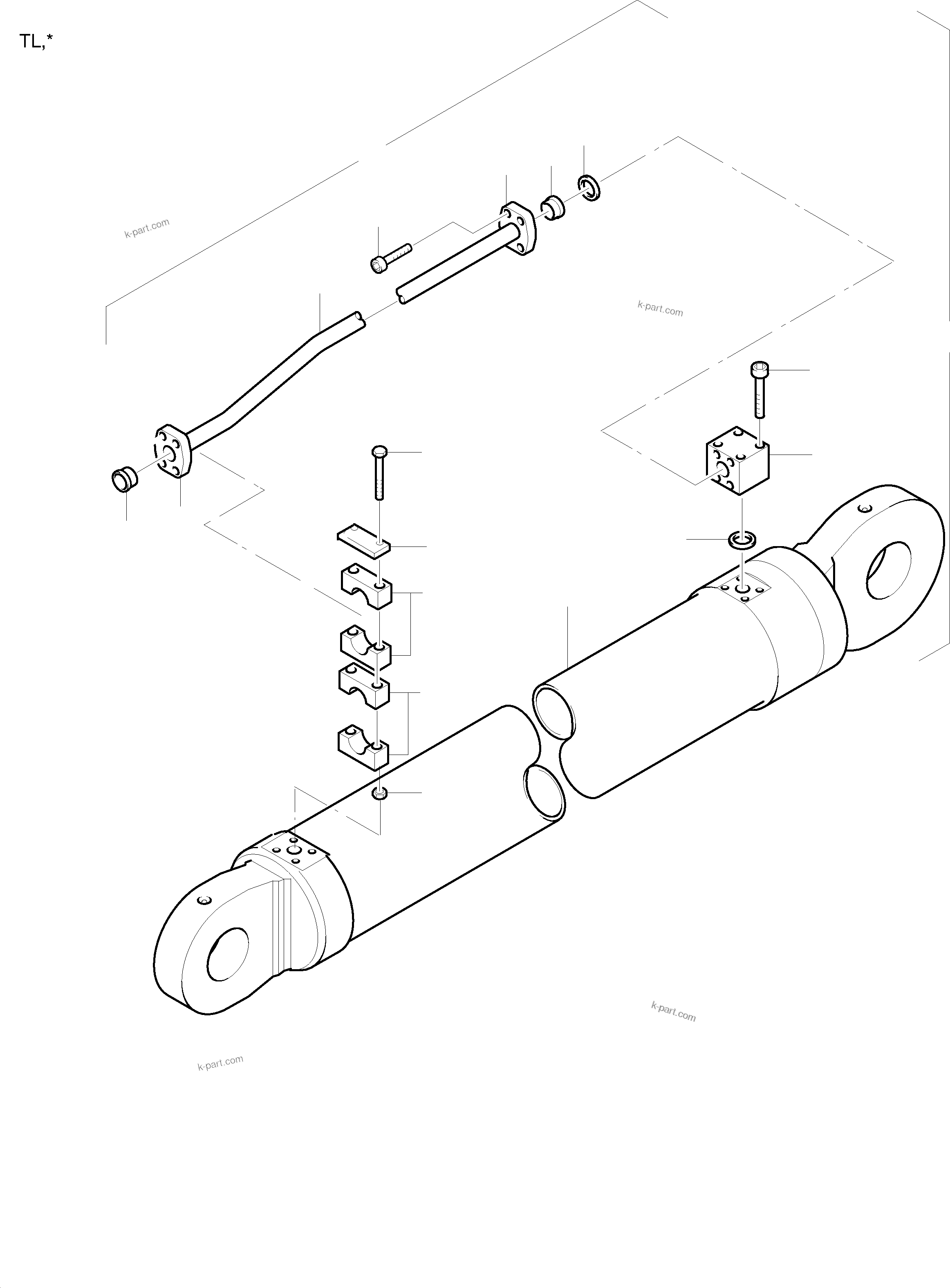 Komatsu parts book diagram for PC3000-1 S/N 06190: PIPES STICK CYLINDER