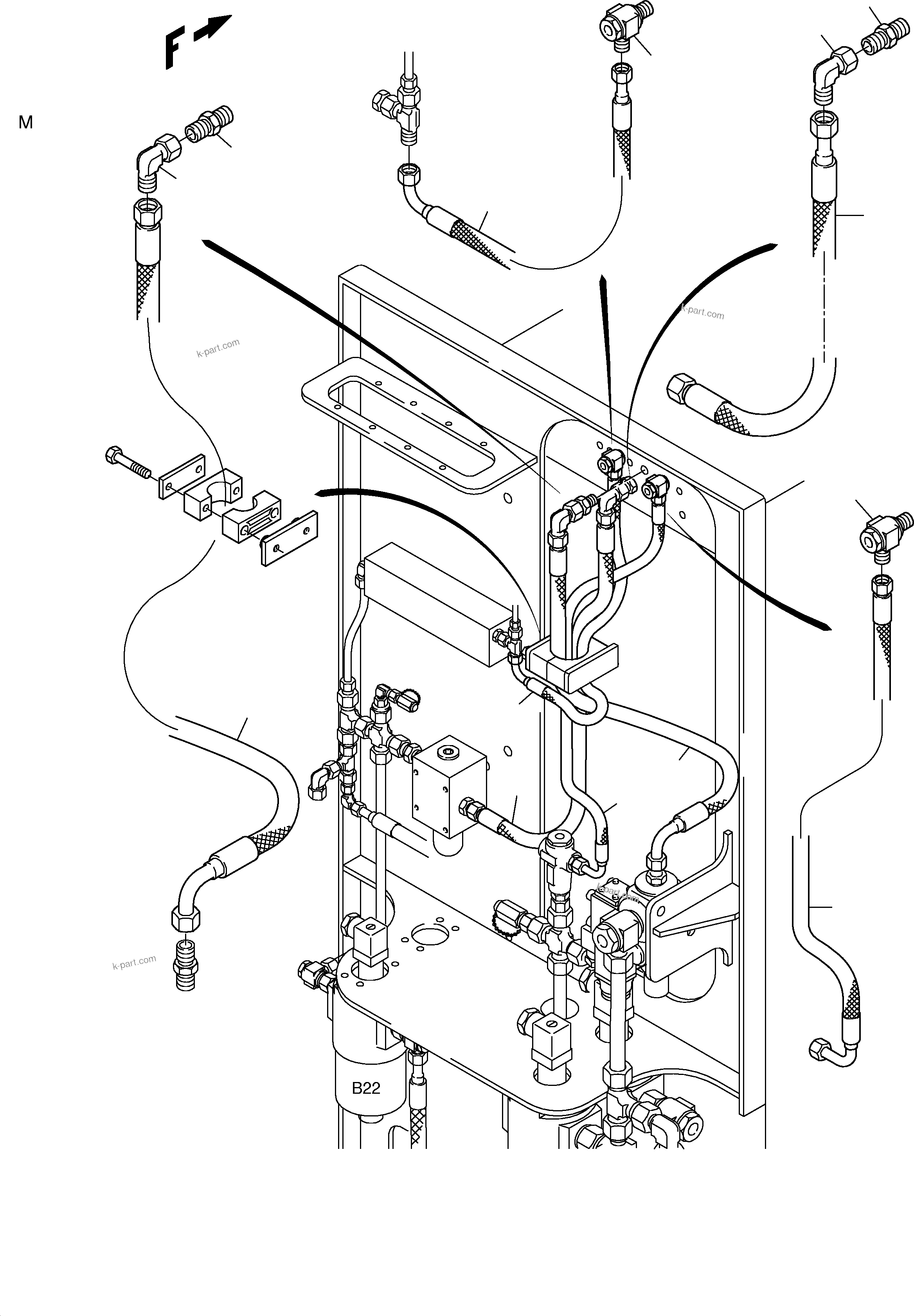 Komatsu parts book diagram for PC3000-1 S/N 06190: TANK LINES CONTROL- AND FILTER PLATE