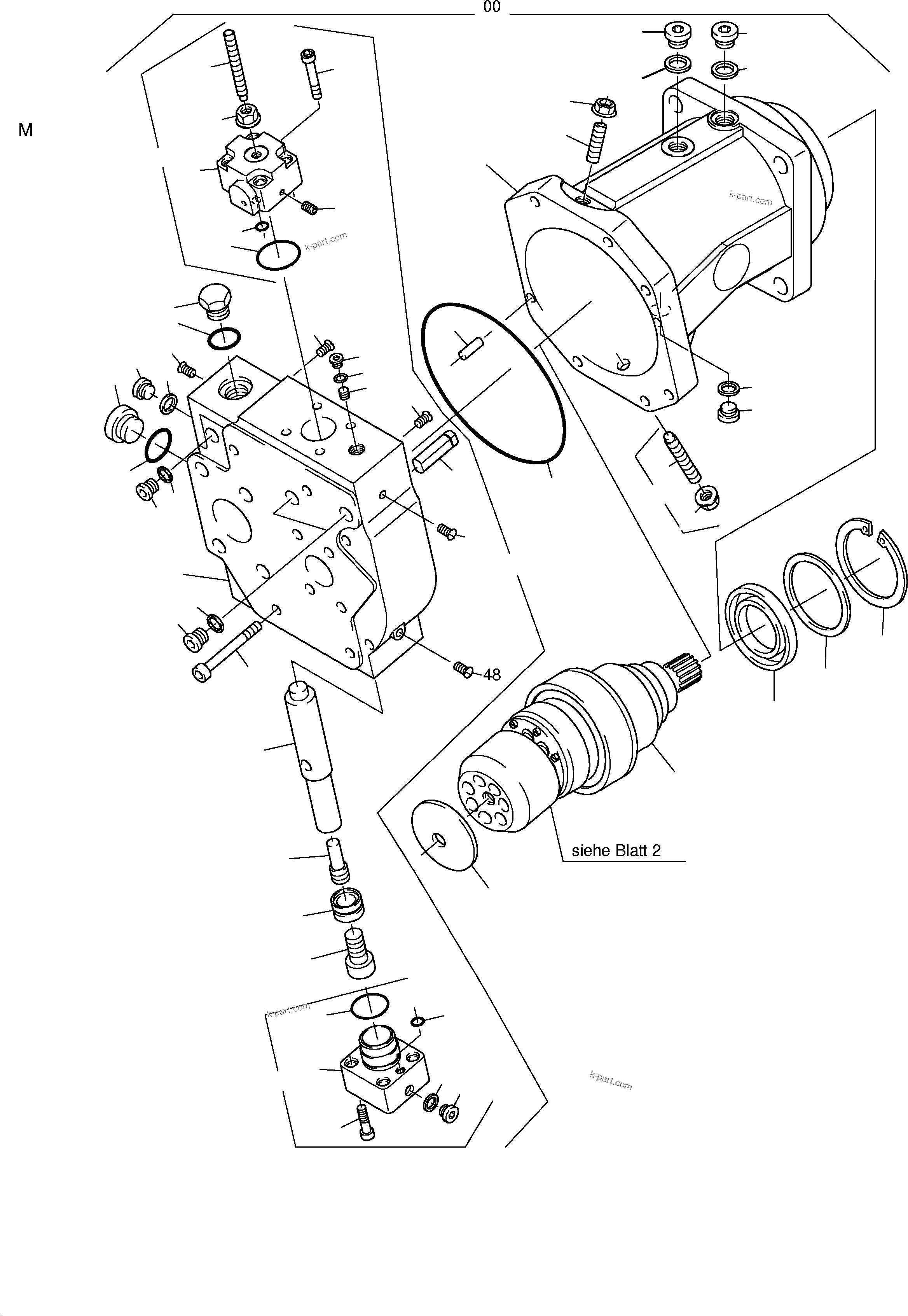 Komatsu parts book diagram for PC3000-1 S/N 06190: HYDR. PUMP