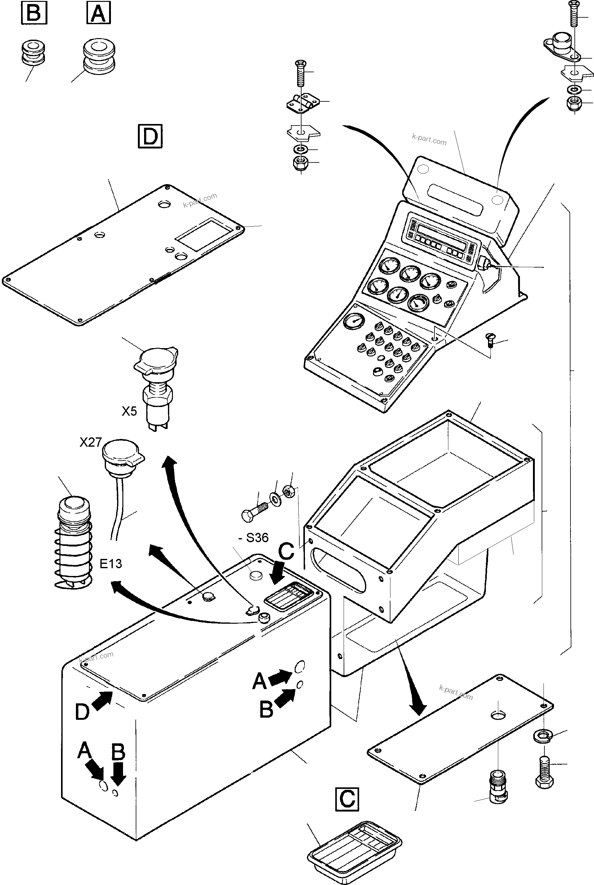 Komatsu parts book diagram for PC3000-1 S/N 06190: OPERATION PANEL - ETM