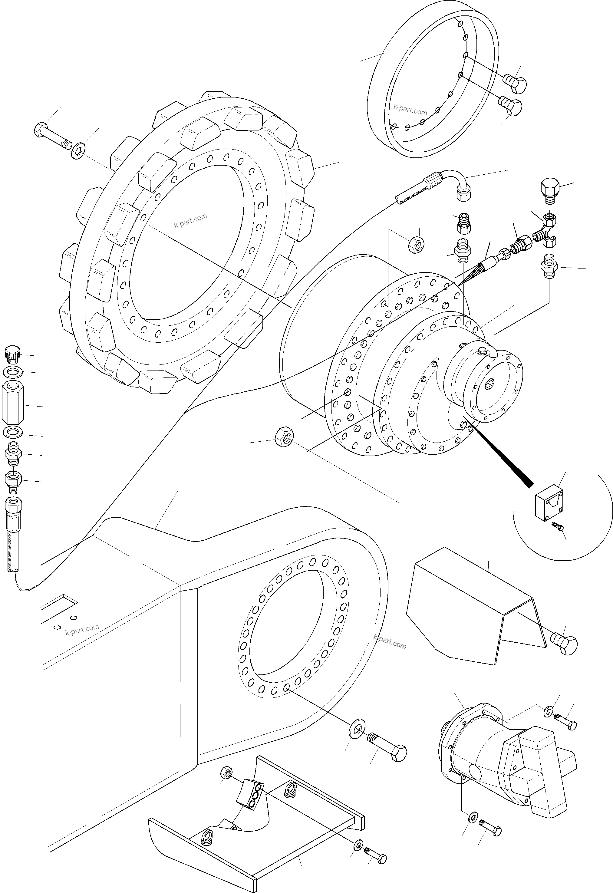 Komatsu parts book diagram for PC3000-1 S/N 06190: TRACK GROUP - DRIVE SPROCKET SIDE