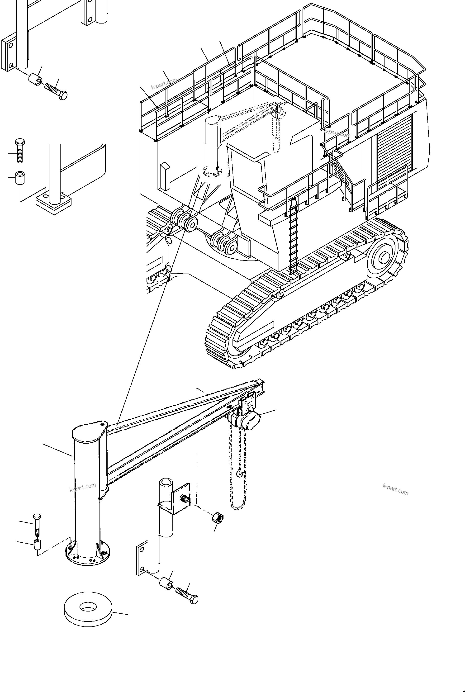 Komatsu parts book diagram for PC3000-1 S/N 06190: GREASE BARREL CRANE