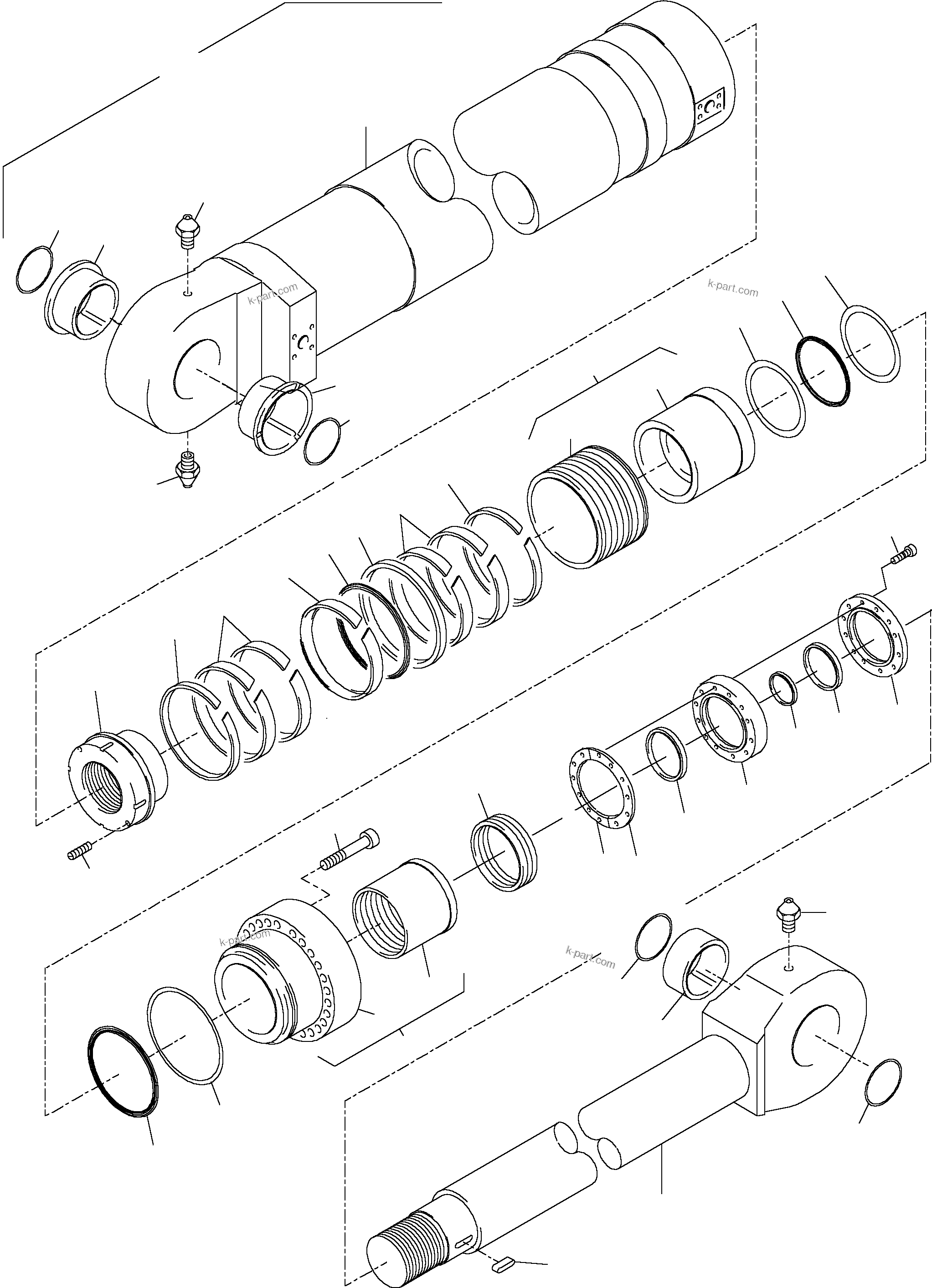 Komatsu parts book diagram for PC3000-1 S/N 06190: HYDR.-CYLINDER